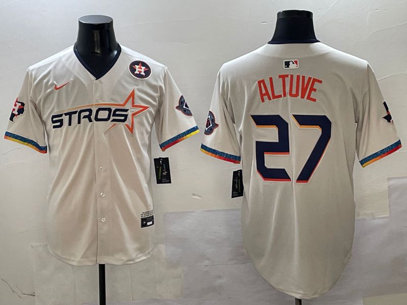 Men Houston Astros #27 Altuve Cream Fourth generation Joint Name 2025 Nike MLB Jersey style 4154->houston astros->MLB Jersey